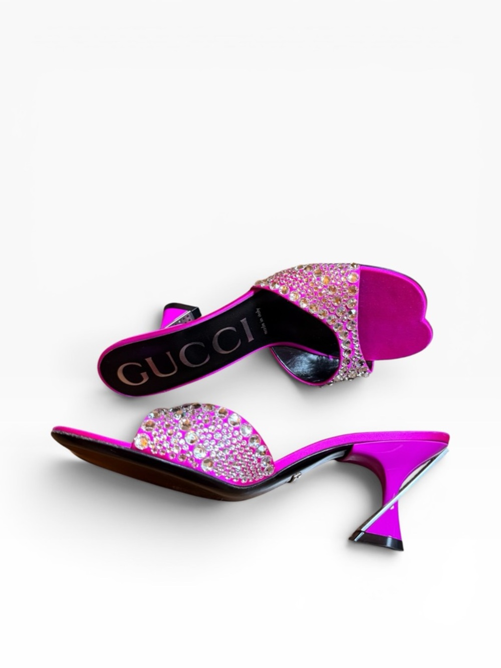GUCCI Galactica Mules Fuchsia Crystal Embellished Sculptural Heel EU 36.5 US 6.5 - Picture 10 of 16